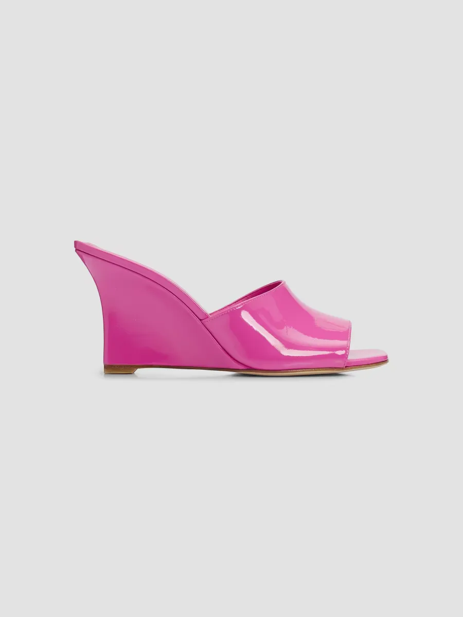 Vinnie 85MM Wedge-Heel Patent Leather Mules