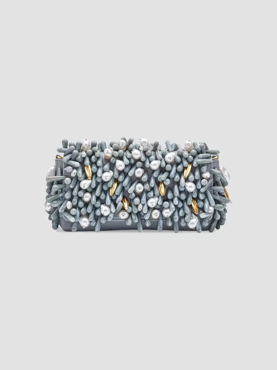 Perla Beaded Leather Clutch by Cult Gaia