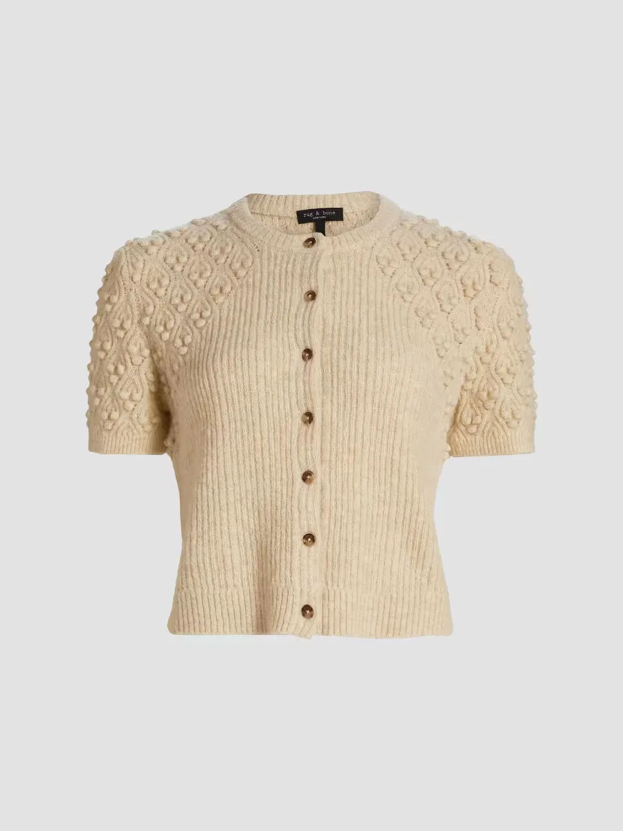 Sierra Textured-Knit Short-Sleeve Cardigan by rag & bone