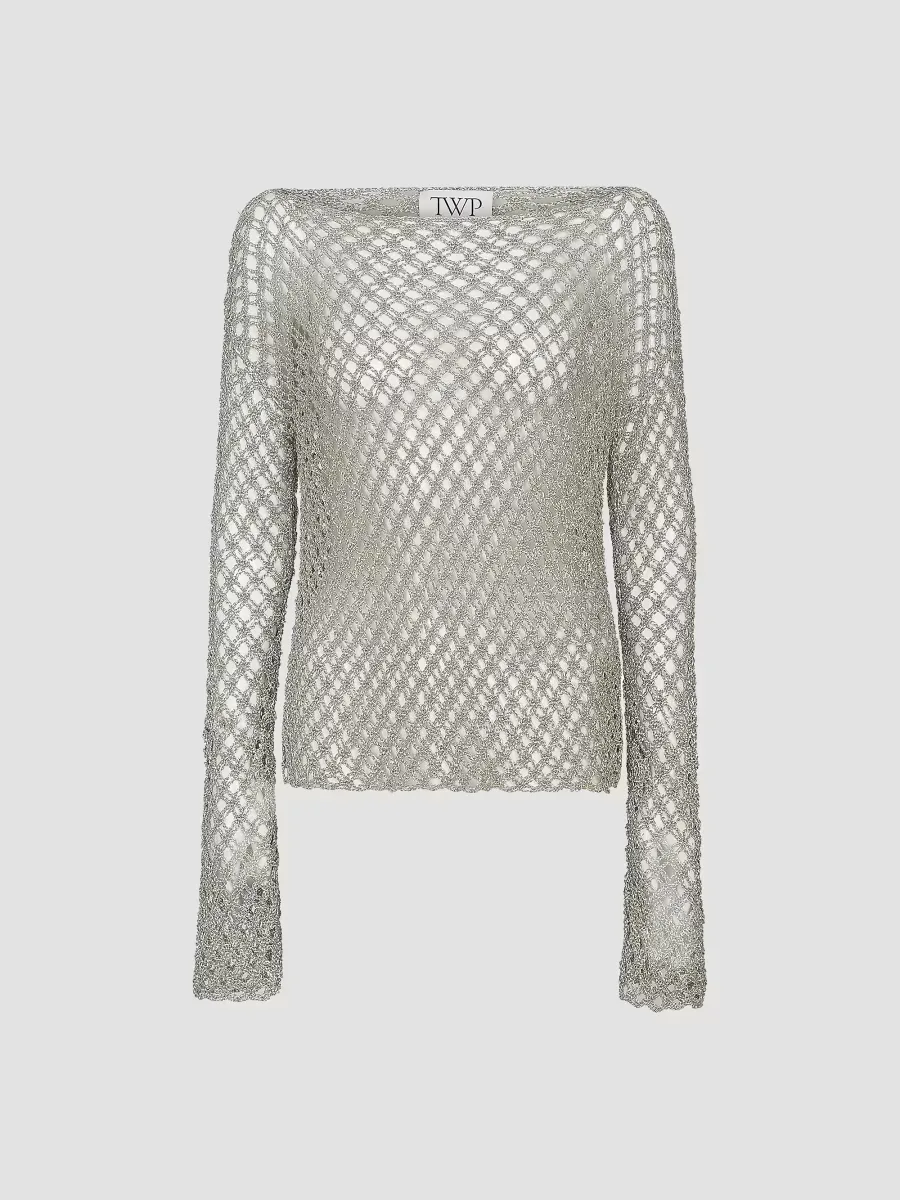 Boatneck Crochet-Knit Top by TWP