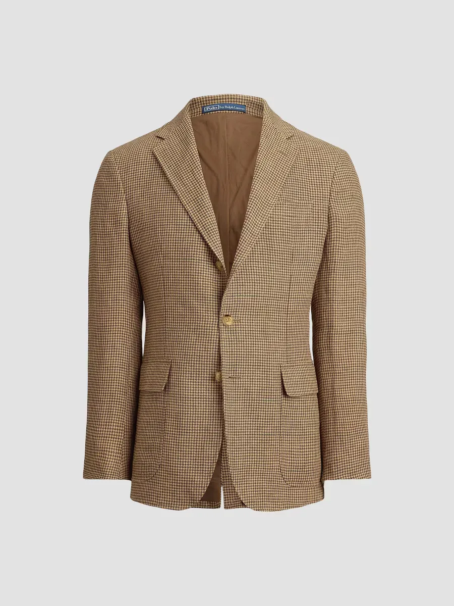 Houndstooth Overcheck Linen Blazer by Polo Ralph Lauren