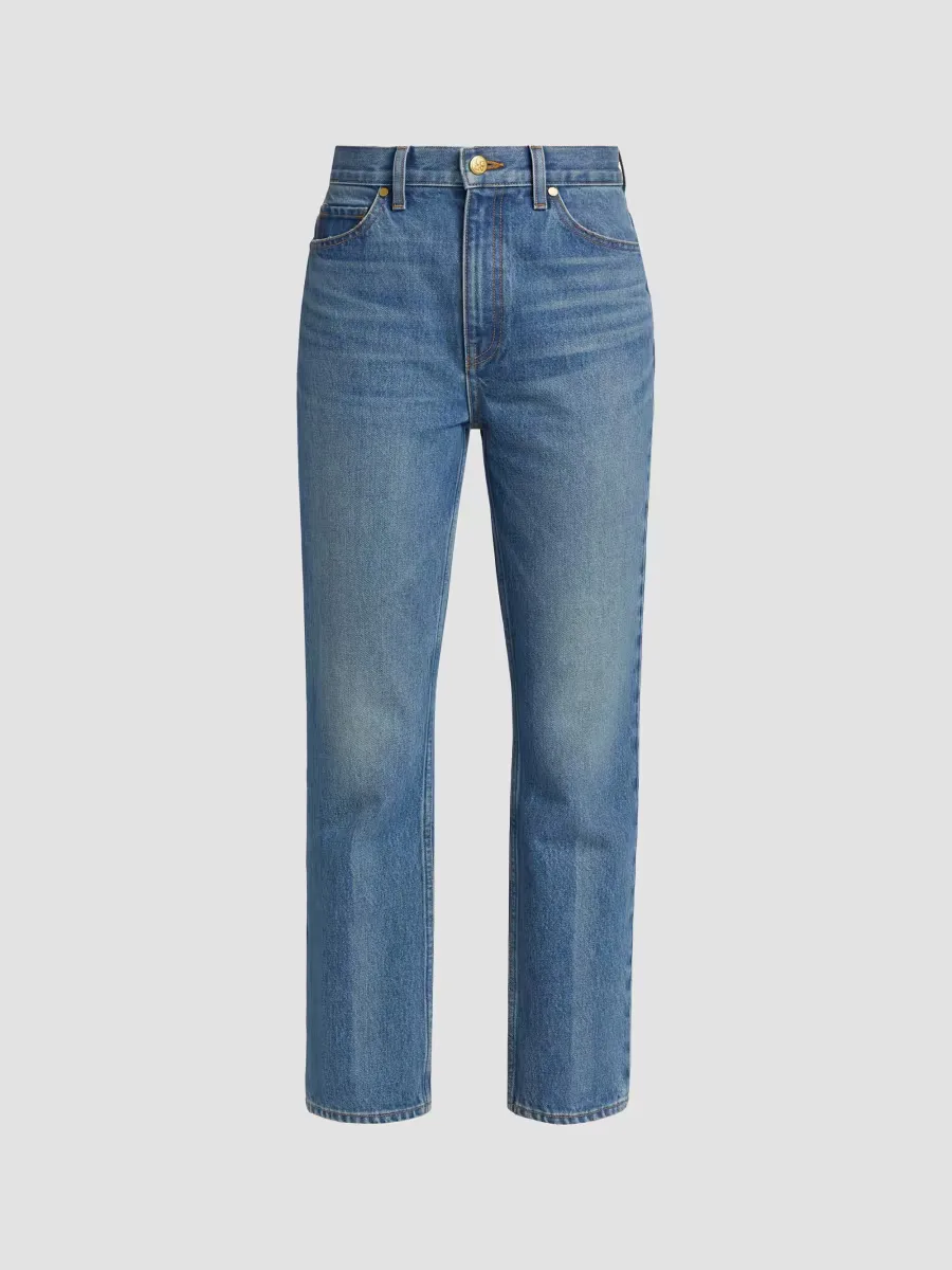 Agnes Washed-Denim Crop Jeans by Ulla Johnson