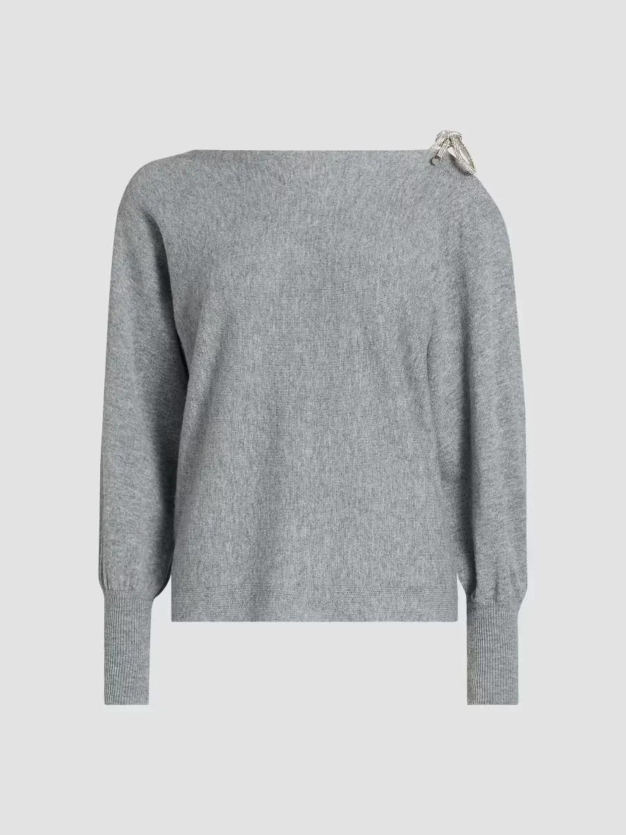 Ida Ots Embellished-Tie Sweater by Milly