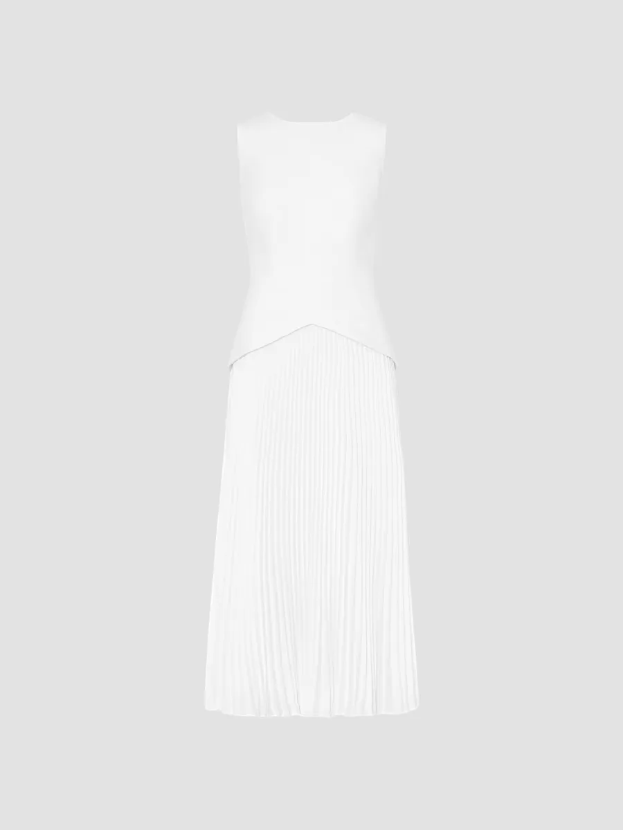 Haddy Pleated Midi-Dress by Milly