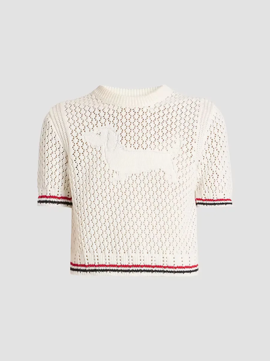 Hector Pointelle-Knit Cotton T-Shirt by Thom Browne