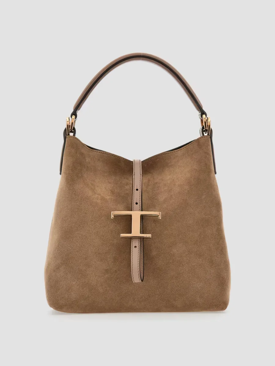 Small T Timeless Suede Tote Bag by Tod's
