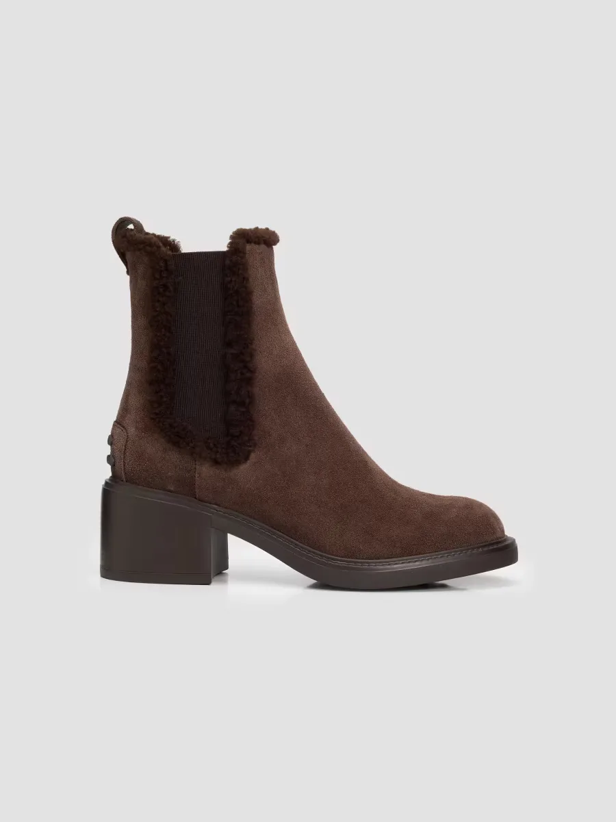 Suede & Shearling Ankle Boots by Tod's