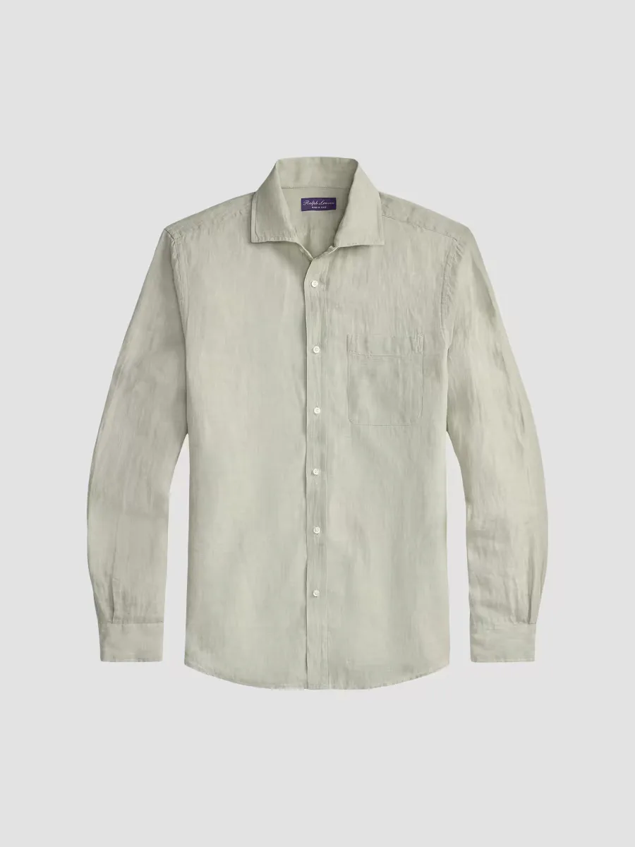 Purple Label Lightweight Chambray Linen Long-Sleeve Sport Shirt by Ralph Lauren