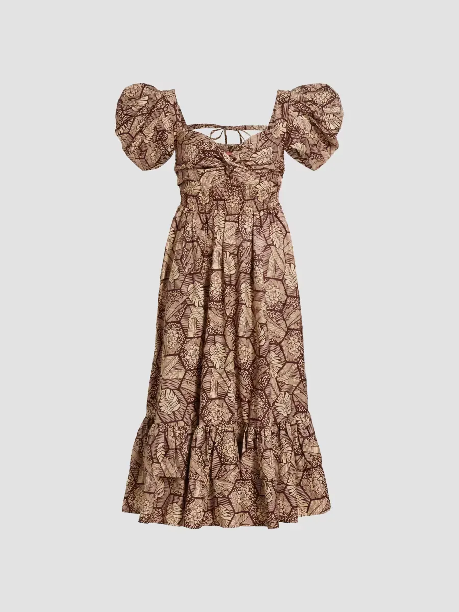 Ogo Puff-Sleeve Midi-Dress by Elisamama