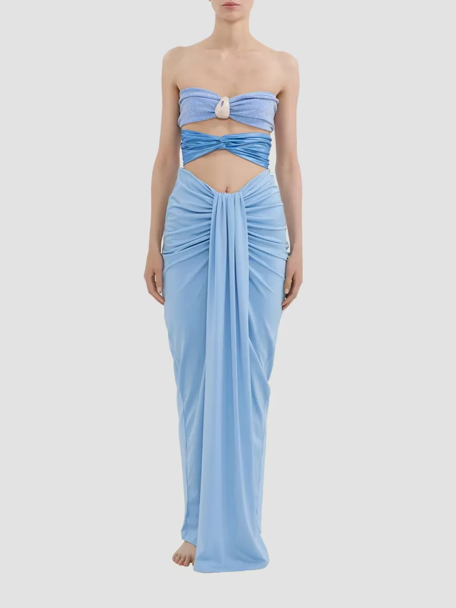 Sarakiniko Giselle Draped Strapless Maxi Dress by Baobab