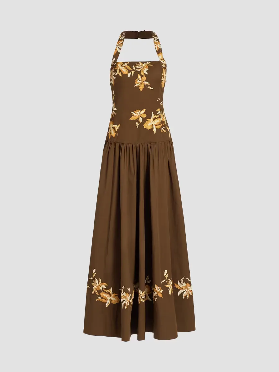 Bota Embroidered A-Line Maxi Dress by Hemant & Nandita