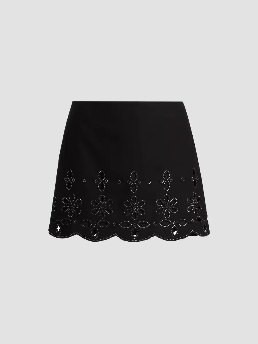 Hira Crystal-Embellished Floral Cotton Miniskirt by Hemant & Nandita