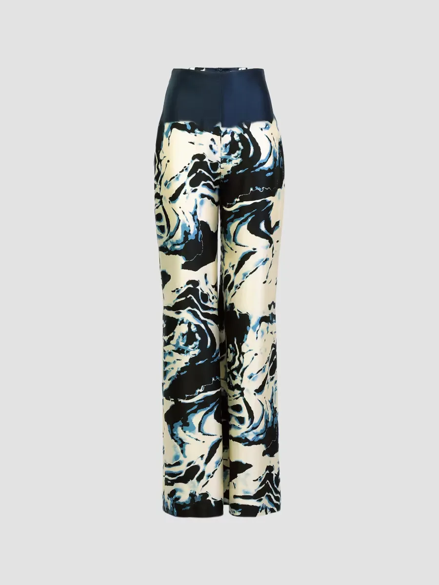 Como Marbleized Silk Wide-Leg Pants by Silvia Tcherassi