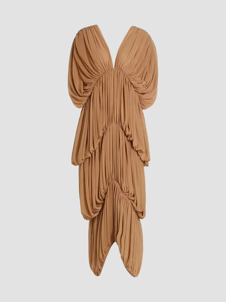 Damier Ruched Maxi Dress by Ronny Kobo