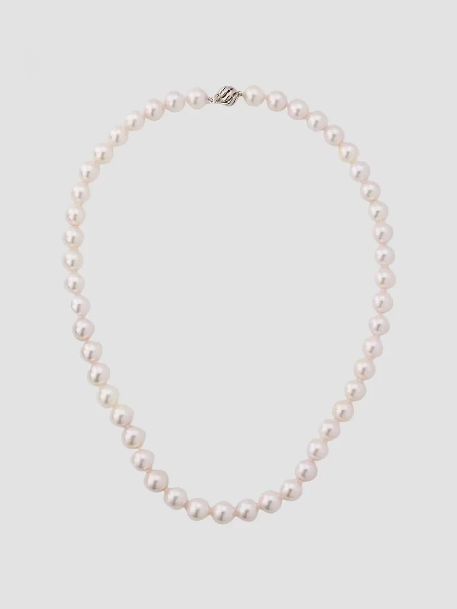 18K White Gold & Akoya Pearl Necklace/8.5-9MM by BELPEARL