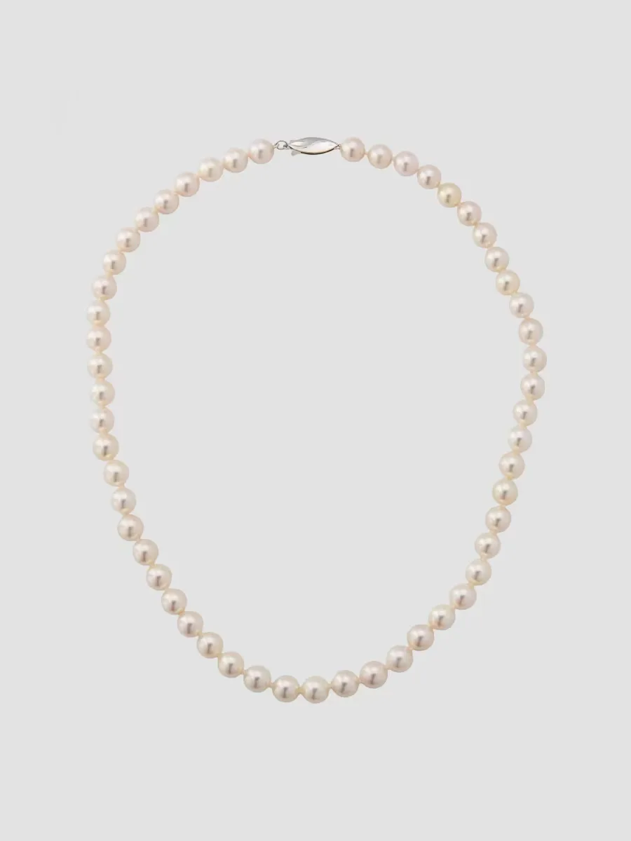 18K White Gold & Akoya Pearl Necklace 7-8.5MM by BELPEARL