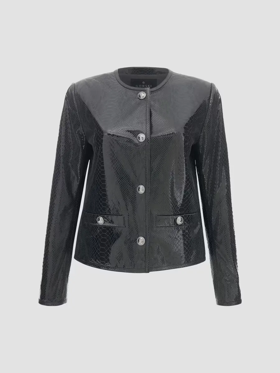 Metis Suede Python Printed Jacket by Gorski