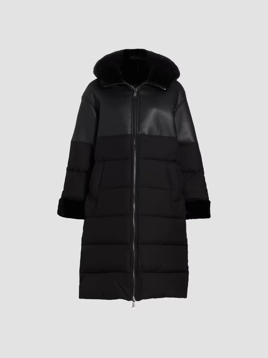 Kate Mixed-Media Puffer Coat