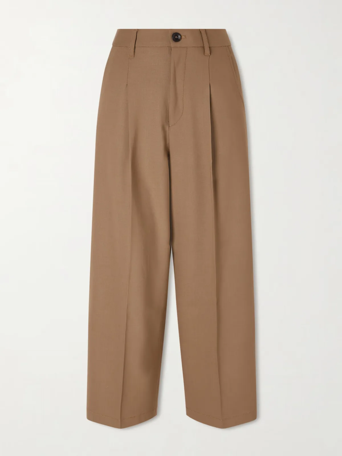 - Cropped Pleated Wool-blend Wide-leg Pants -