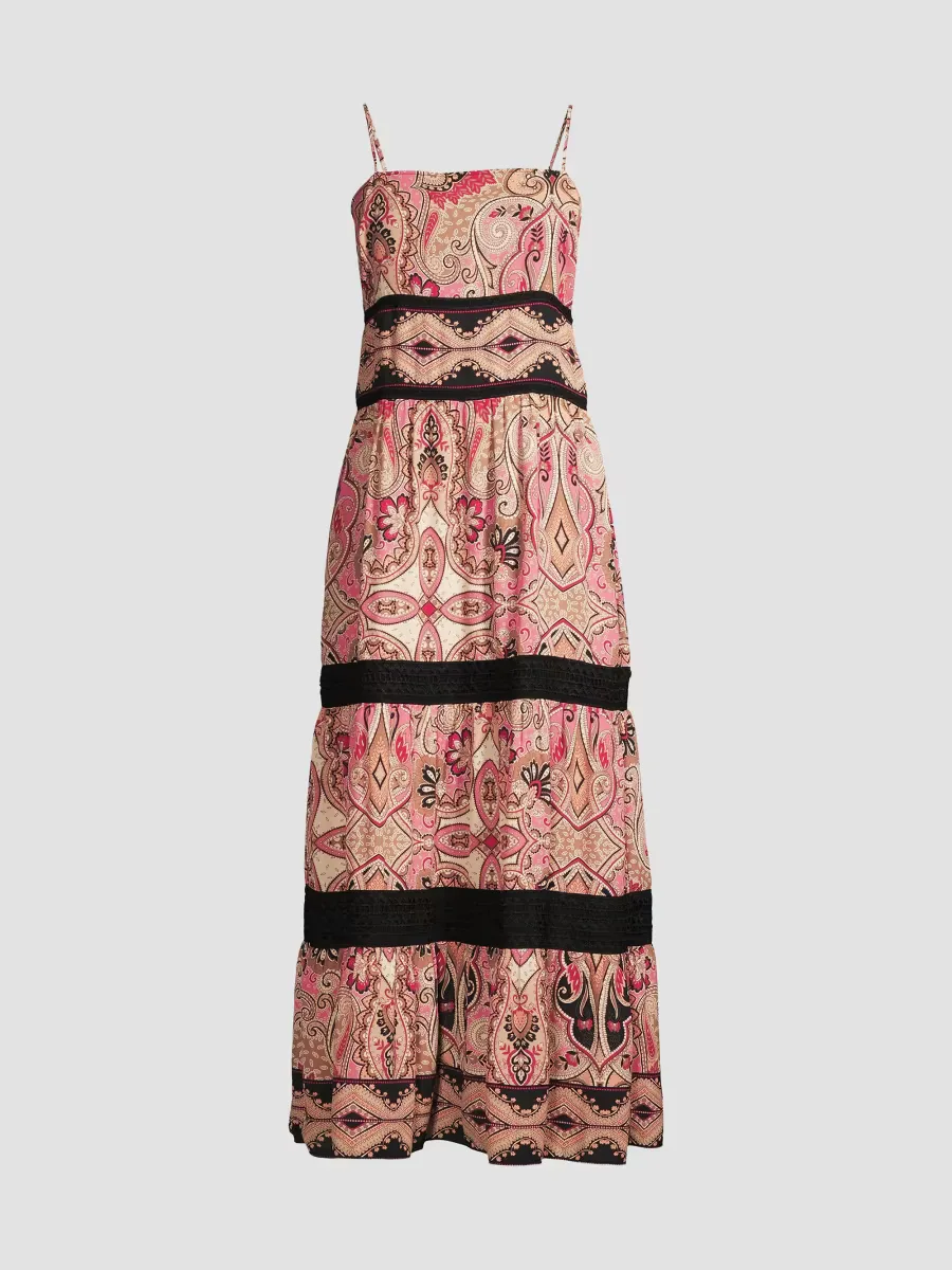 Rustic Chic Georgette Paisley Maxi Dress by Donna Karan New York