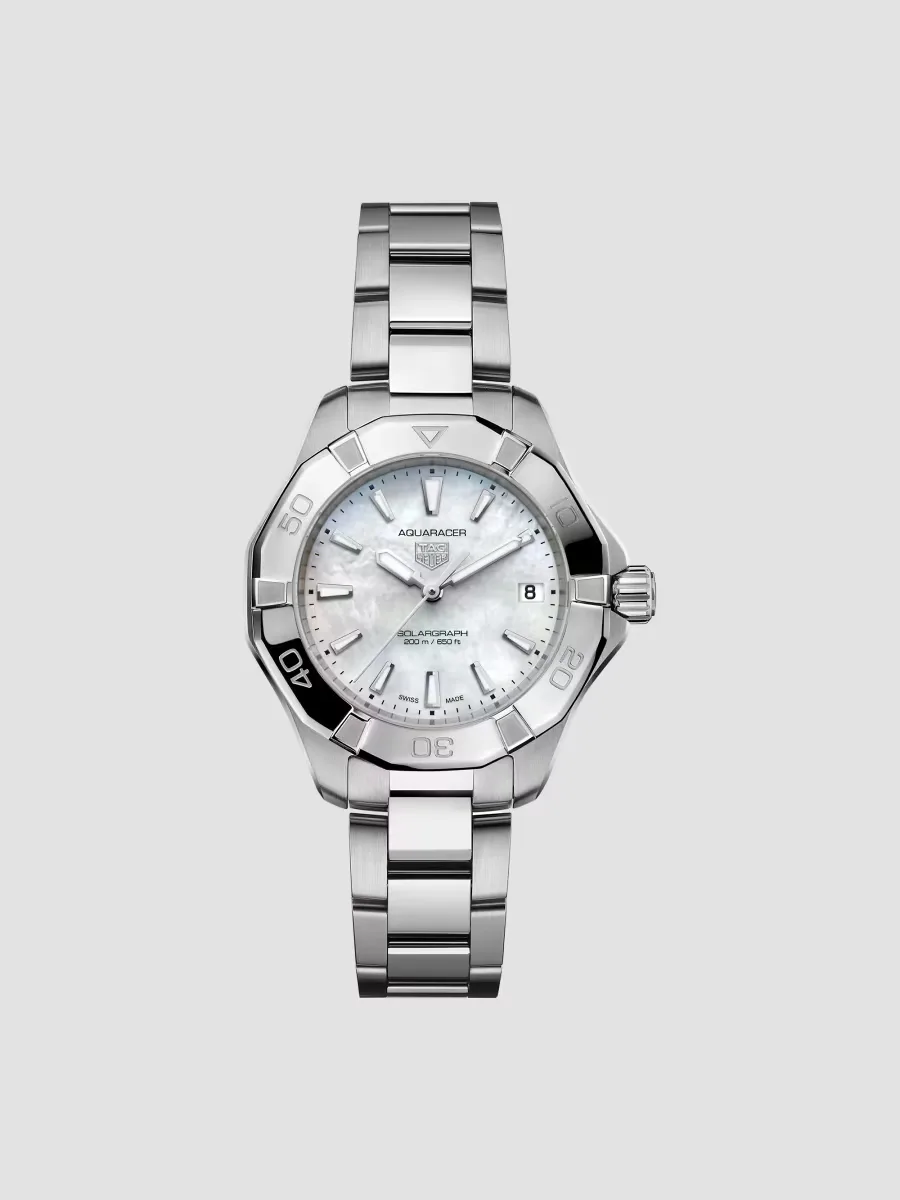 Aquaracer Professional 200 Solargraph Stainless Steel & Mother-Of-Pearl Bracelet Watch 34MM by TAG Heuer