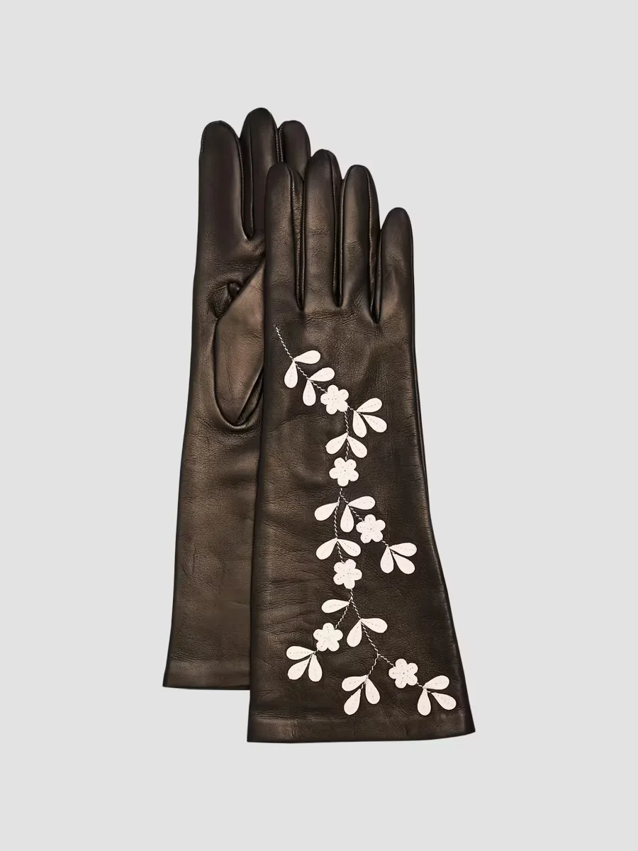 Floral Leather Gloves by Portolano