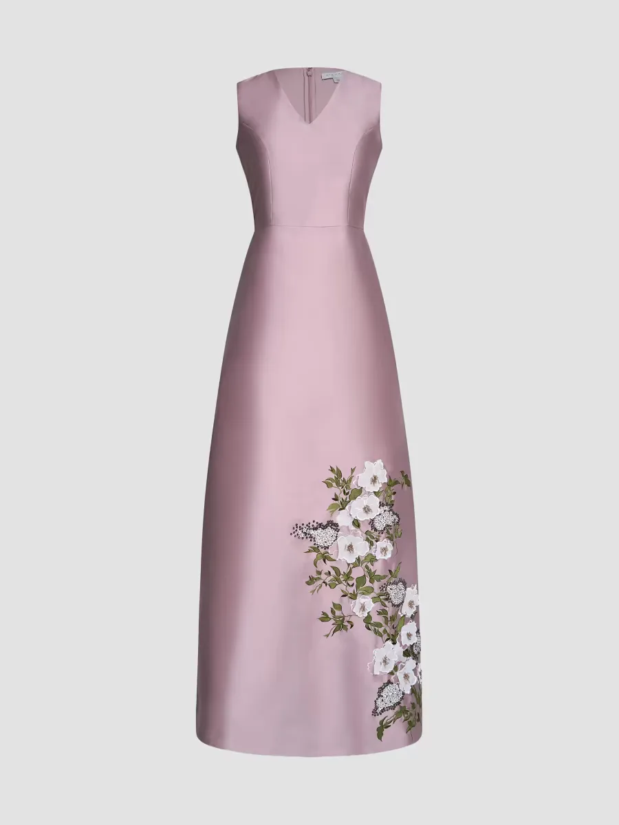 Aurelia Floral Satin Gown by Kay Unger