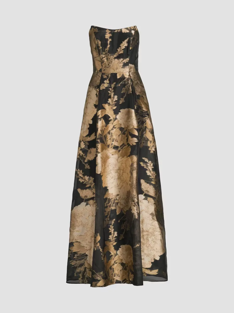 Willow Floral Metallic Organza Gown by Kay Unger