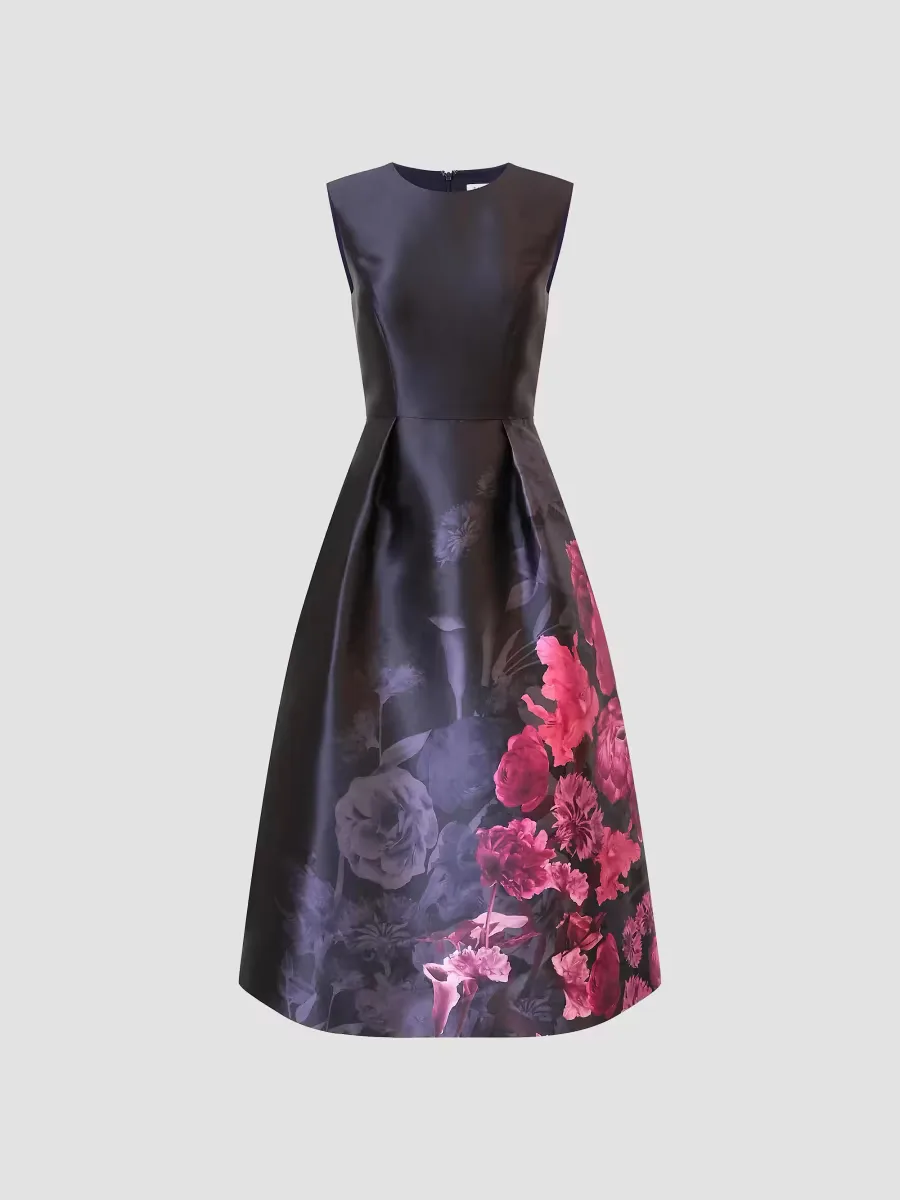 Landon Floral Mikado Fit & Flare Midi-Dress by Kay Unger