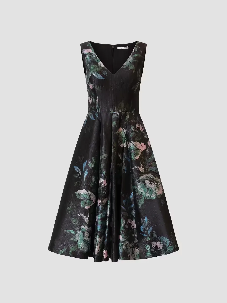 Brooke Floral Mikado Fit & Flare Midi-Dress by Kay Unger