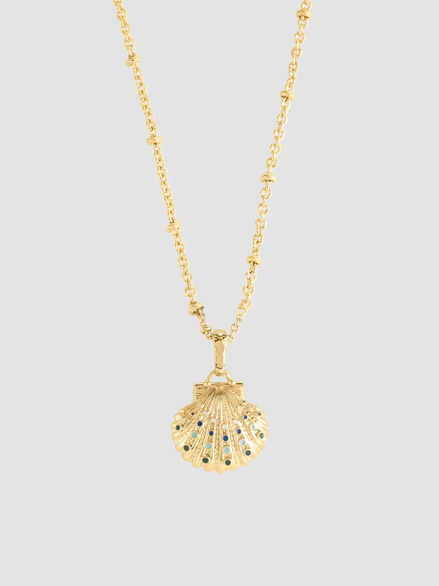 Milos 18K-Gold-Plated, Enamel & Pearl Clamshell Locket by Anabel Aram