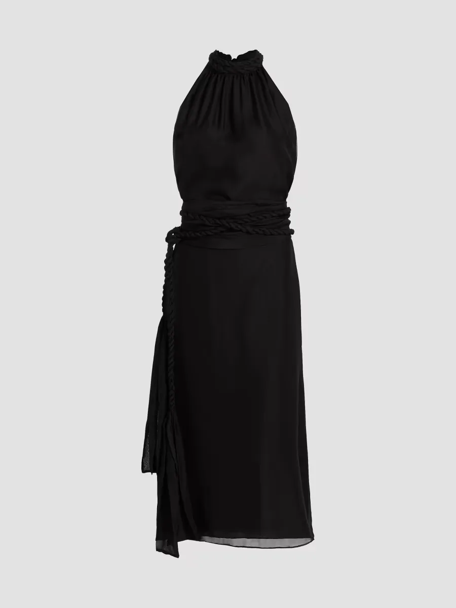 Dany Silk Chiffon Drape Midi-Dress by Azeeza