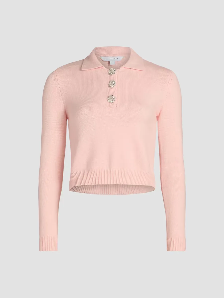 Identity Lilly Embellished Polo Sweater by Mariandree Gaitan
