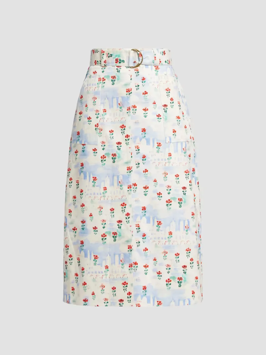Coolidge Floral Stretch Cotton Midi-Skirt by Hunter