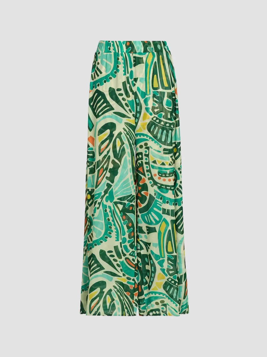 Seby Printed Mesh Wide-Leg Pants by Eywasouls Malibu