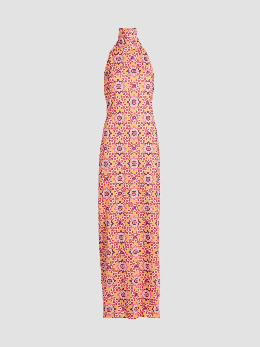 Montana Geometric Print Halterneck Maxi Dress by Eywasouls Malibu