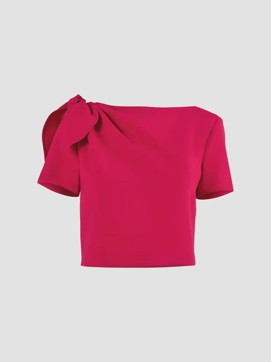 Stretch Virgin-Wool Bow Crop Top by Carolina Herrera