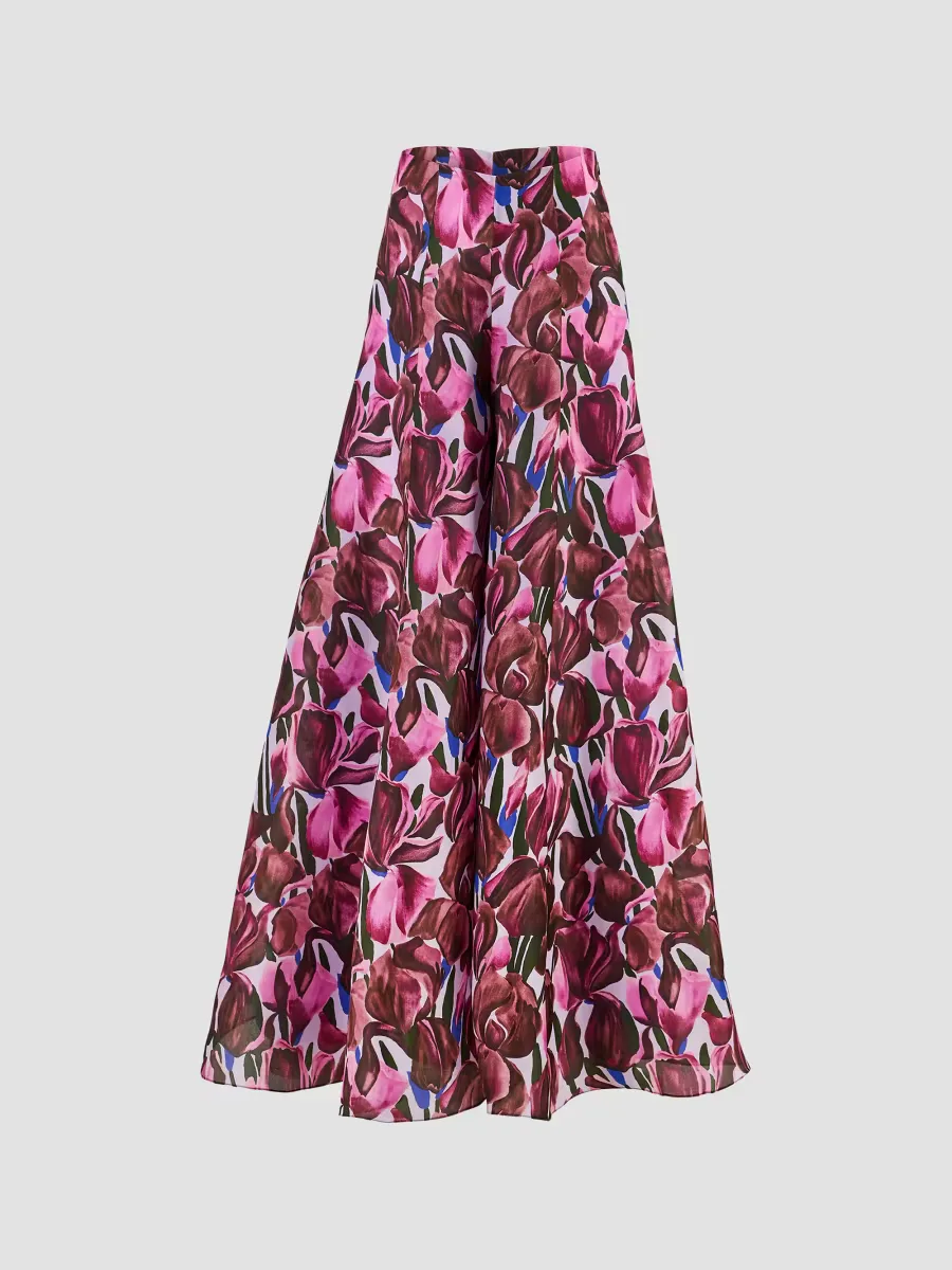 Floral Silk Wide-Leg Pants by Carolina Herrera