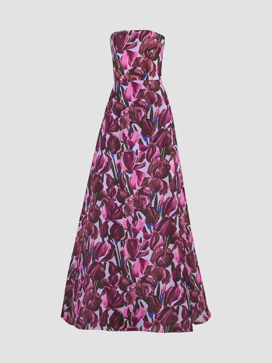 Floral Silk Belted Ball Gown by Carolina Herrera