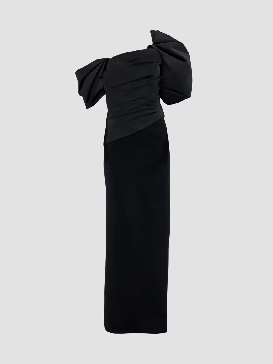 Ruched Silk Asymmetric Column Gown by Carolina Herrera