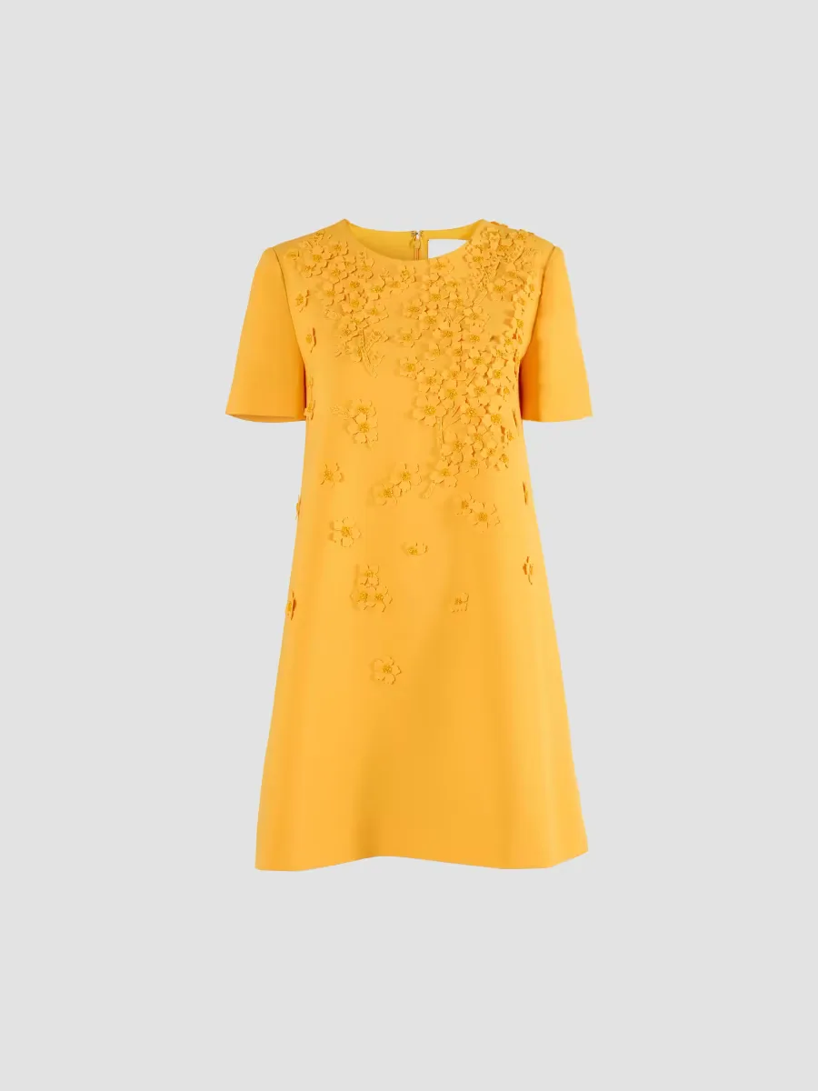 Floral Appliqu A-Line Mini Dress by Carolina Herrera