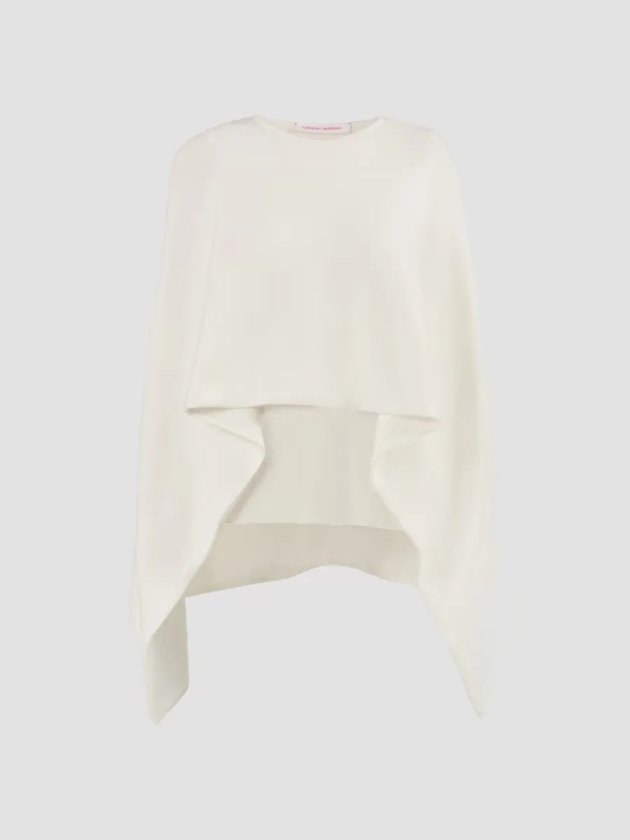 Virgin Wool Jewel-Neck Cape by Carolina Herrera