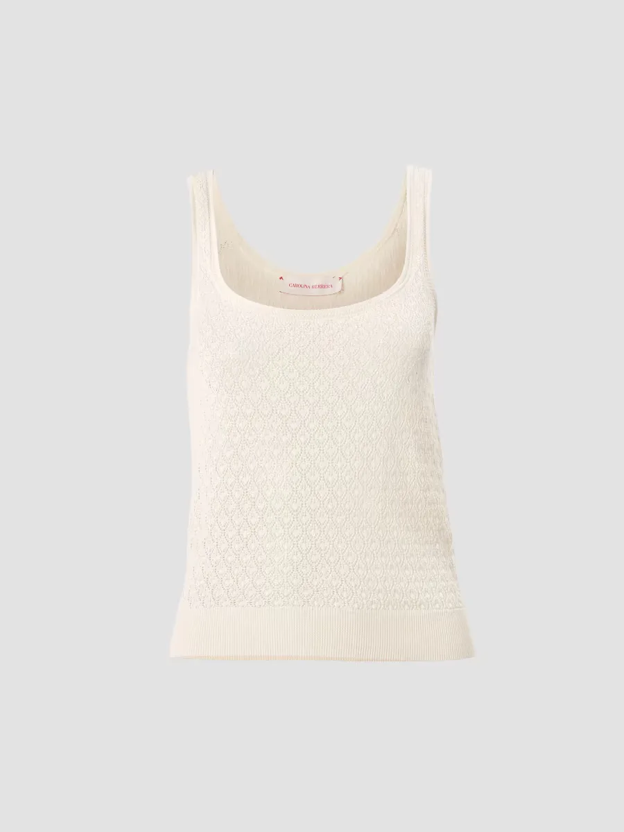 Pointelle-Knit Scoopneck Tank