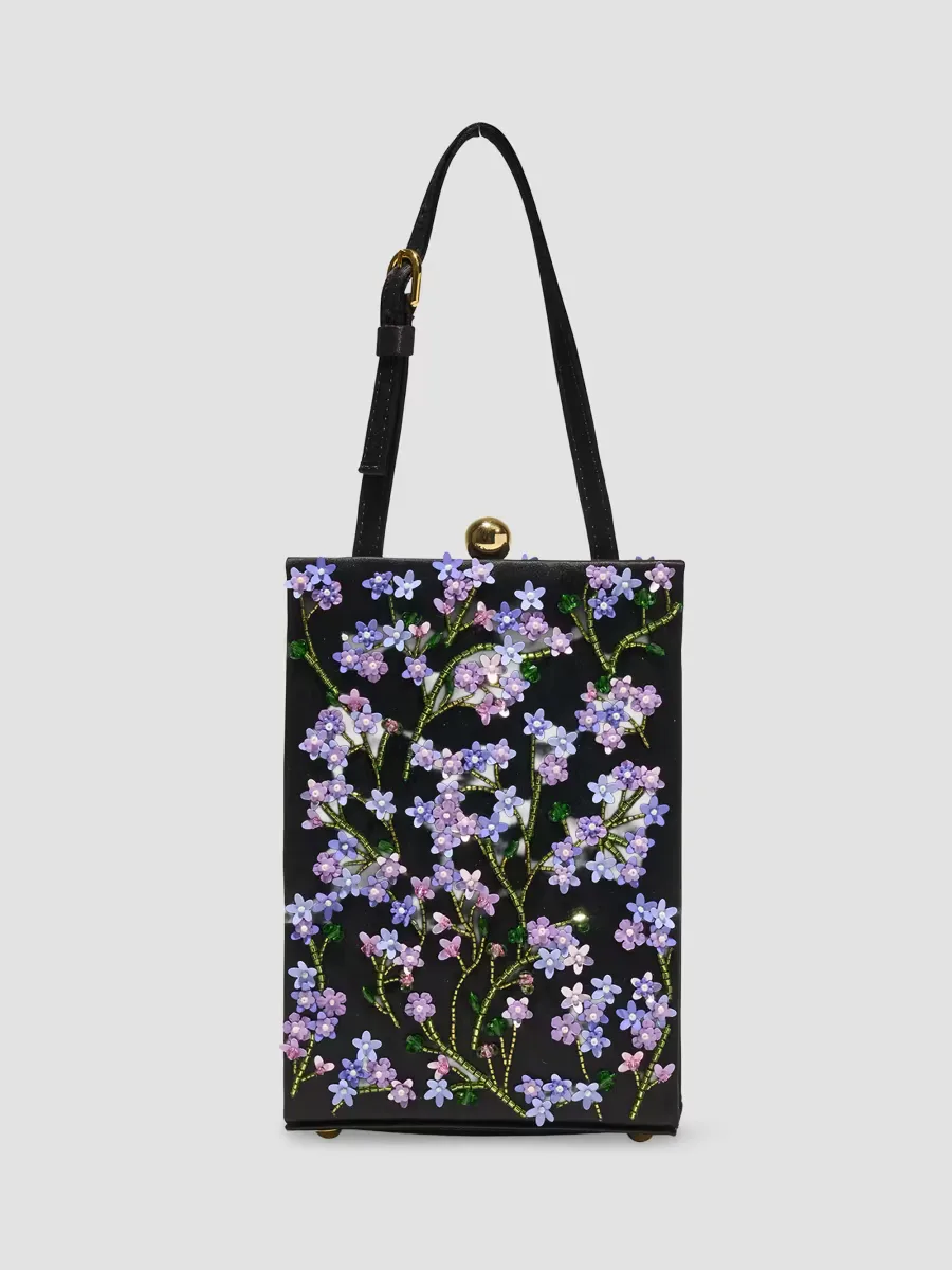 Jacqueline Embellished Satin Top Handle Bag by Carolina Herrera