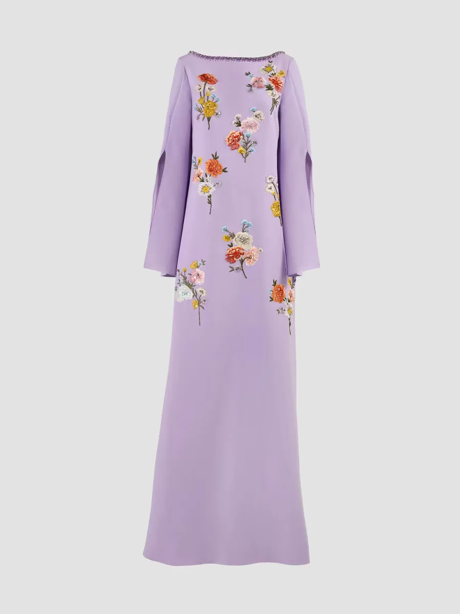 Floral Embroidered A-Line Caftan Gown by Carolina Herrera