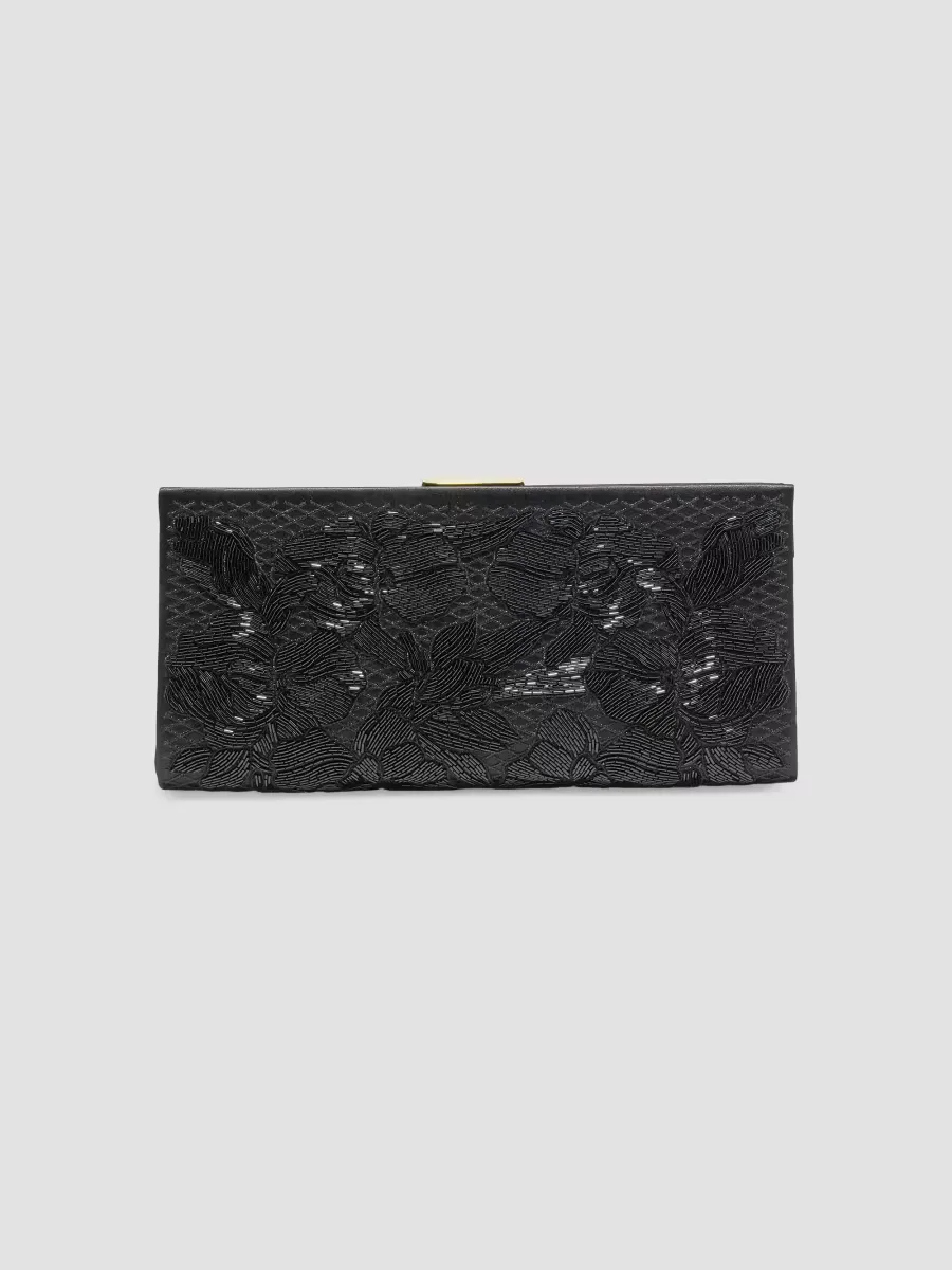 Pats Embellished Satin Clutch by Carolina Herrera