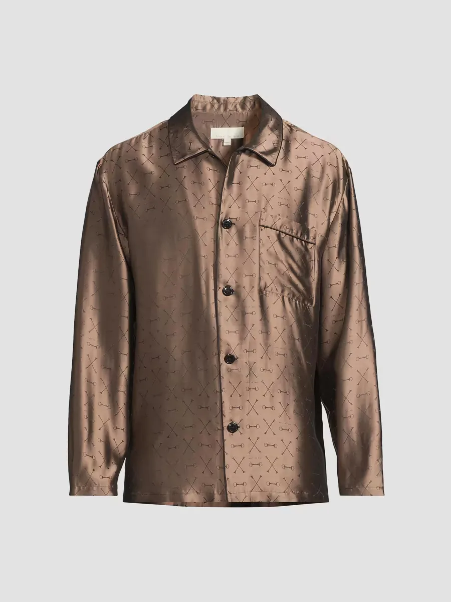 Jacquard Silk-Blend Button-Front Pajama Shirt by Fleur Du Mal