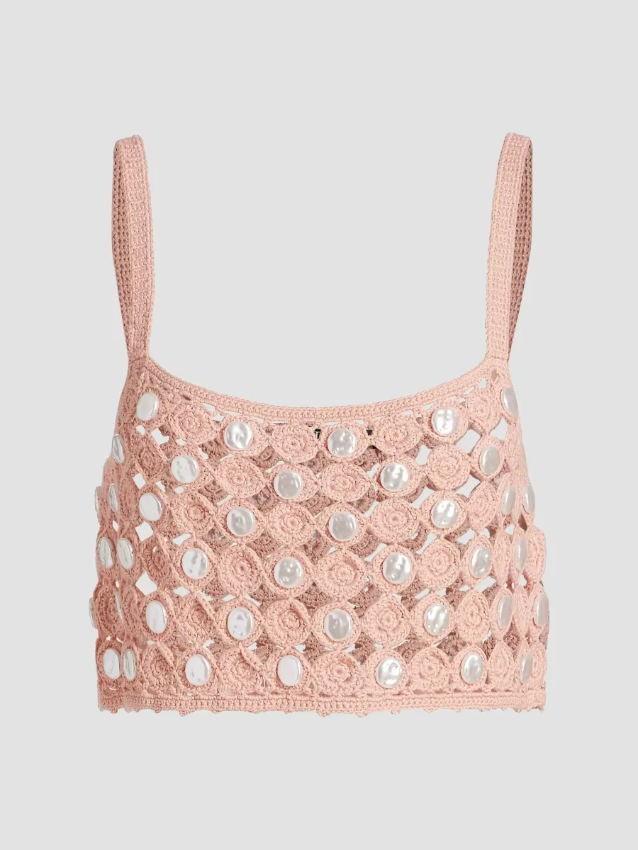 Andrea Faux-Pearl-Embellished Cotton Tank by Toccin