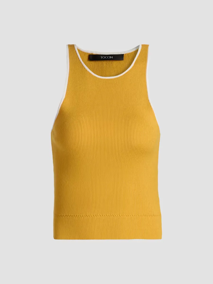 Avery Ribbed Racer Tank by Toccin