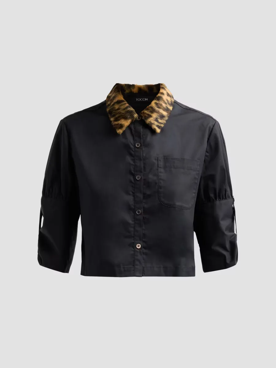 Zadie Combo Crop Shirt by Toccin